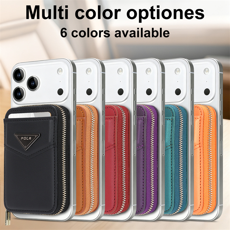 Leather Wallet Card Holder Phone Cover - Étui Portefeuille Zippé Porte-Cartes pour Apple