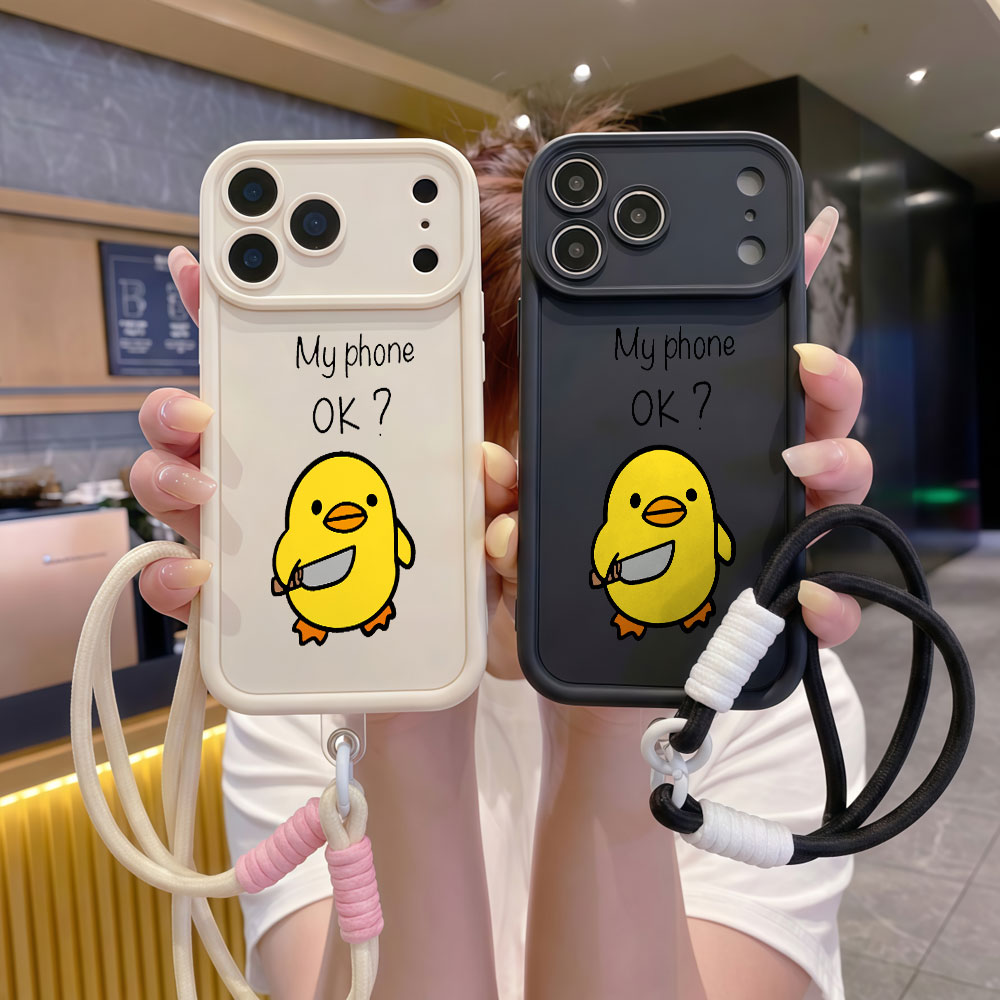 Cute Cartoon Wrist Strap Silicone Case - Coque de téléphone en TPU avec