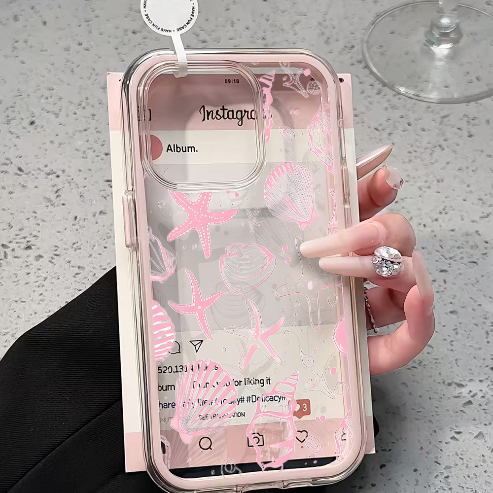 Clear Shockproof Bumper Case - Coque de téléphone transparente rose coquillage