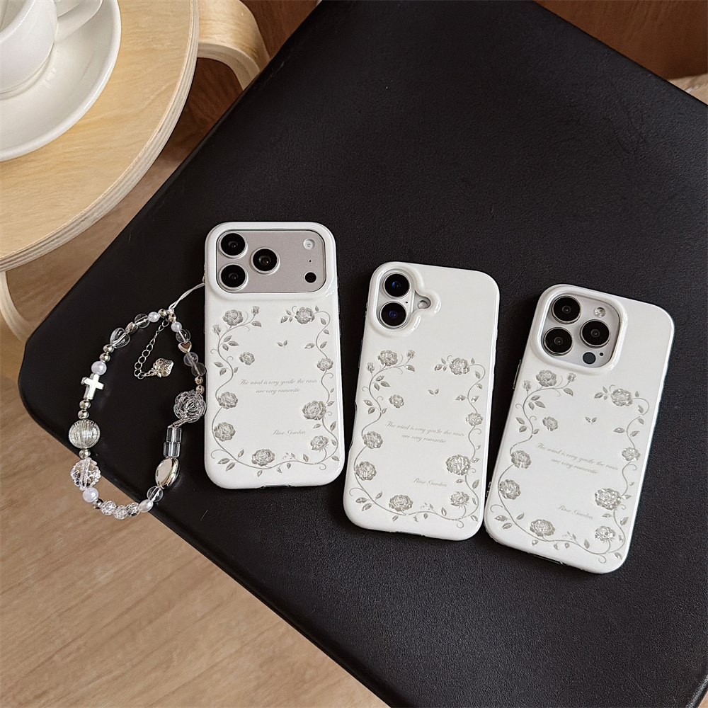 Vintage Floral Pattern Soft Case - Coque de téléphone Vintage Argentée Motif
