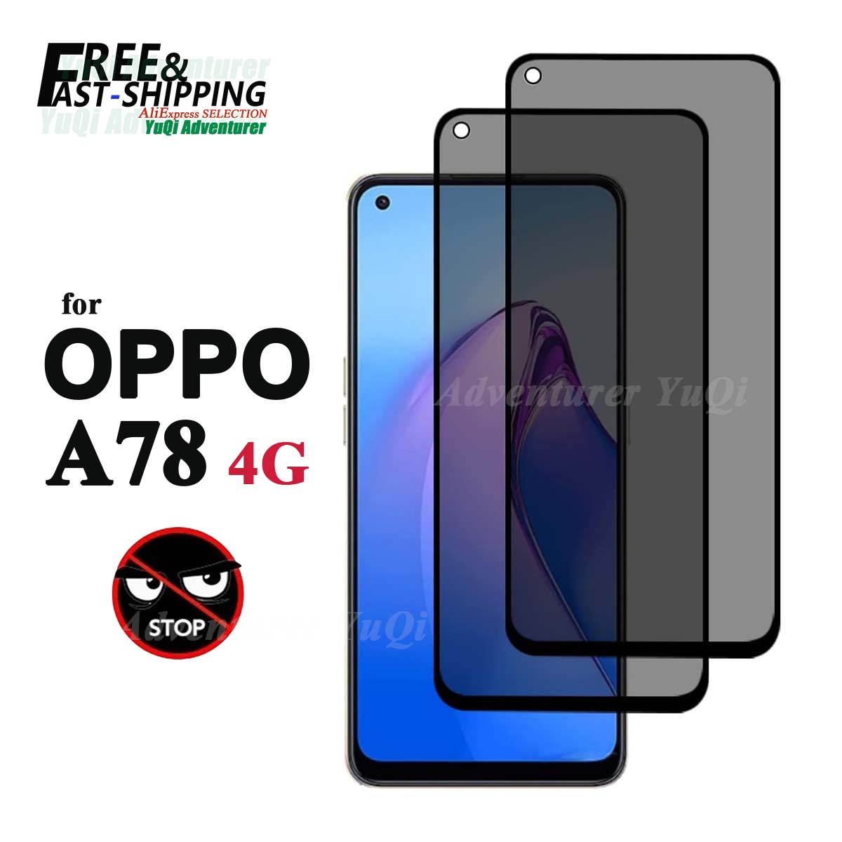 Anti Spy Privacy Glass Case - Protecteur d'écran anti-espion pour OPPO A78