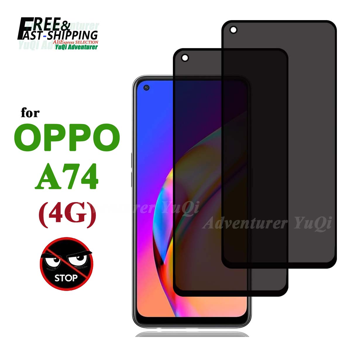 Anti Spy Privacy Glass Case - Protecteur d'écran Anti-espion pour OPPO A74