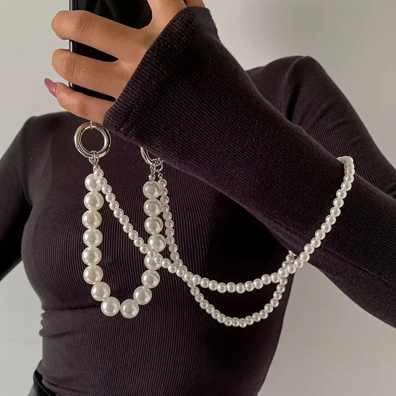 Crossbody Lanyard Neck Strap Case - Lanière de téléphone portable double perle