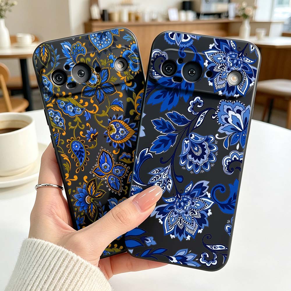 Vintage Floral Pattern Soft Case - Coque de téléphone souple noire en