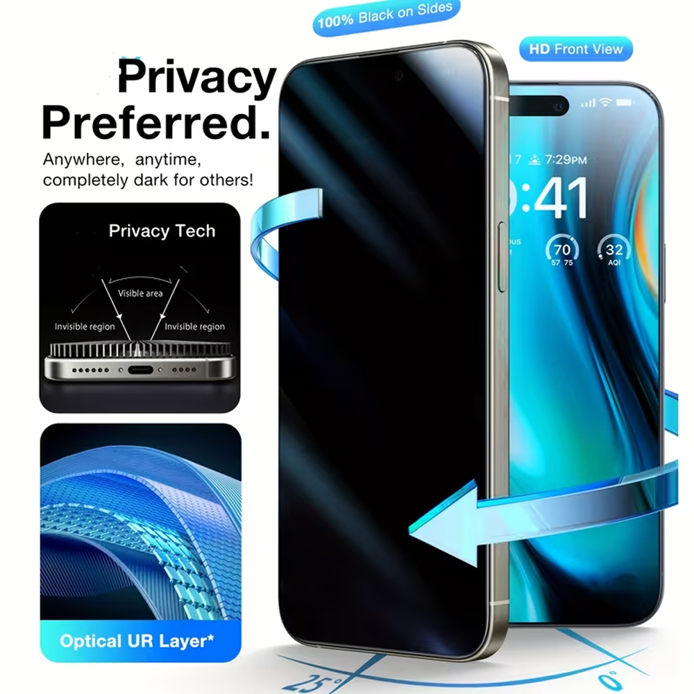 1-5 pièces de verre trempé ant - Anti Peek Privacy Tempered Glass avis et prix