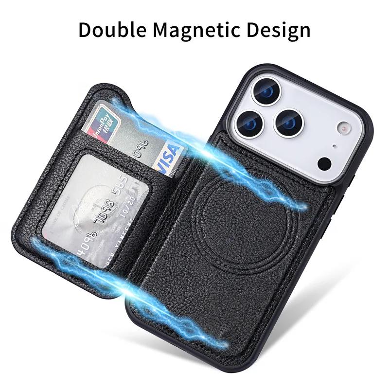 Pour Magsafe portefeuille en c - Leather Wallet Card Holder Phone Cover avis et prix