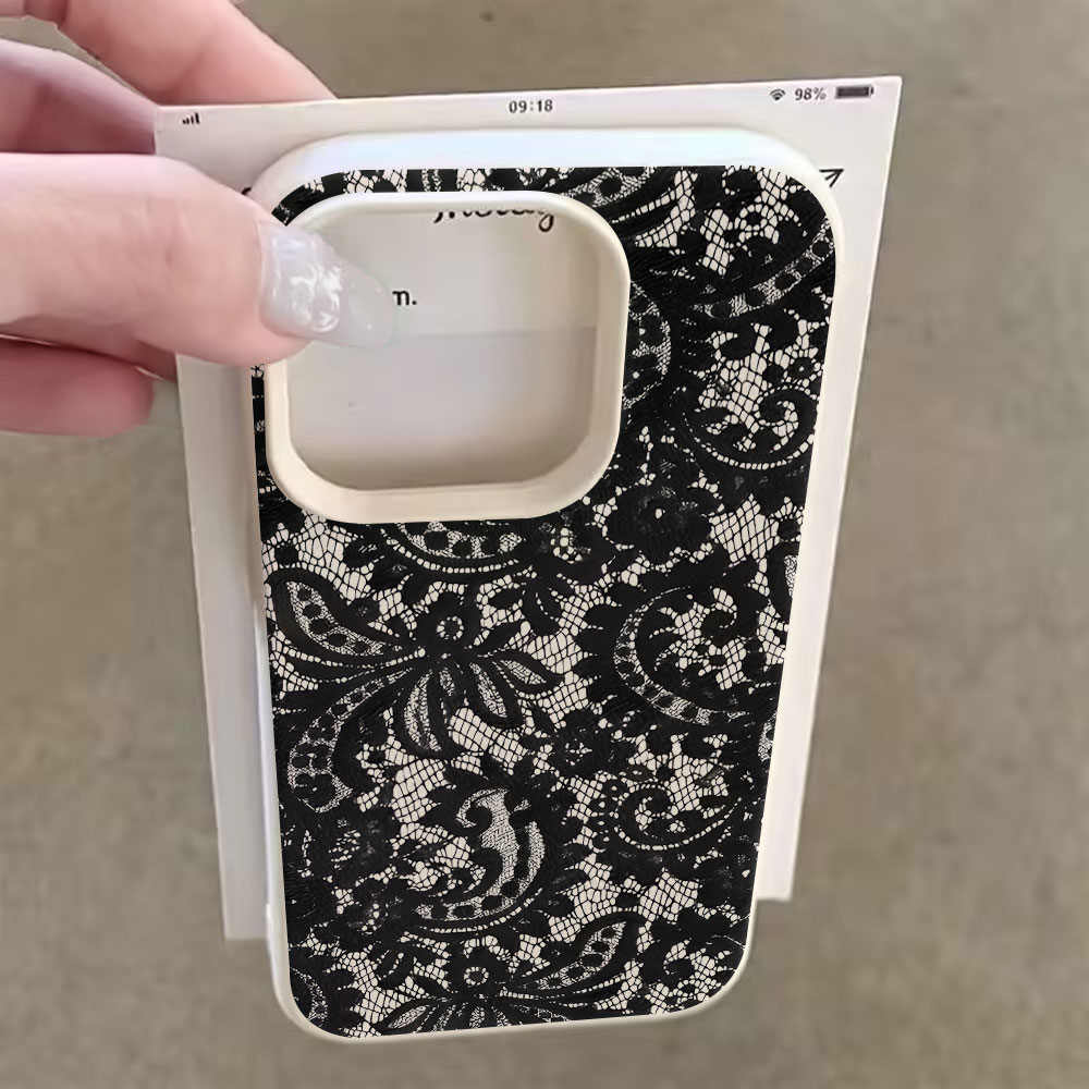 Coque Souple Noire Vintage à M - Vintage Floral Pattern Soft Case avis et prix